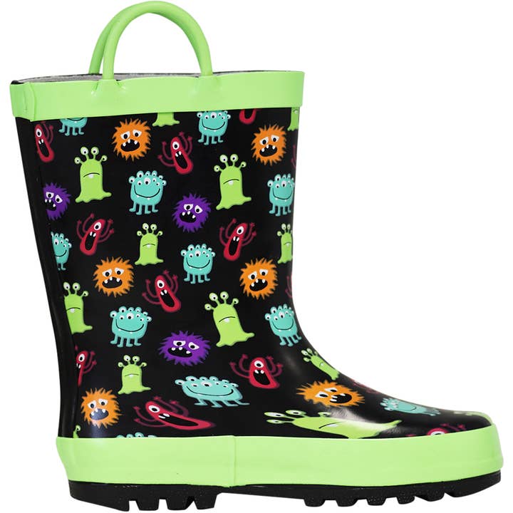 Norty Toddlers Waterproof Rubber Rain Boots 42019 Black Monsters