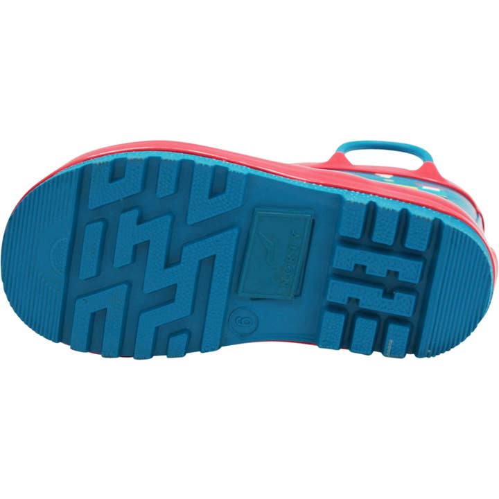 Norty New Toddlers Little Big Kids Waterproof Rubber Rain Boots 40932 Teal Trains