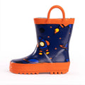Norty Toddlers Waterproof Rubber Printed Rain Boots 40136 Blue Rocket Ships