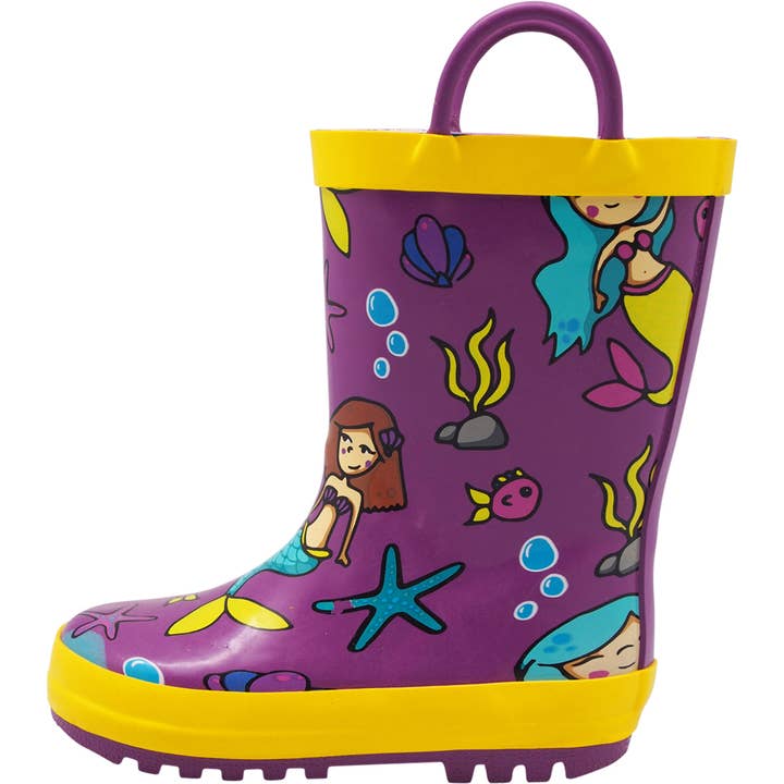 Norty Toddlers Waterproof Rubber Printed Rain Boots 40140 Purple Mermaids