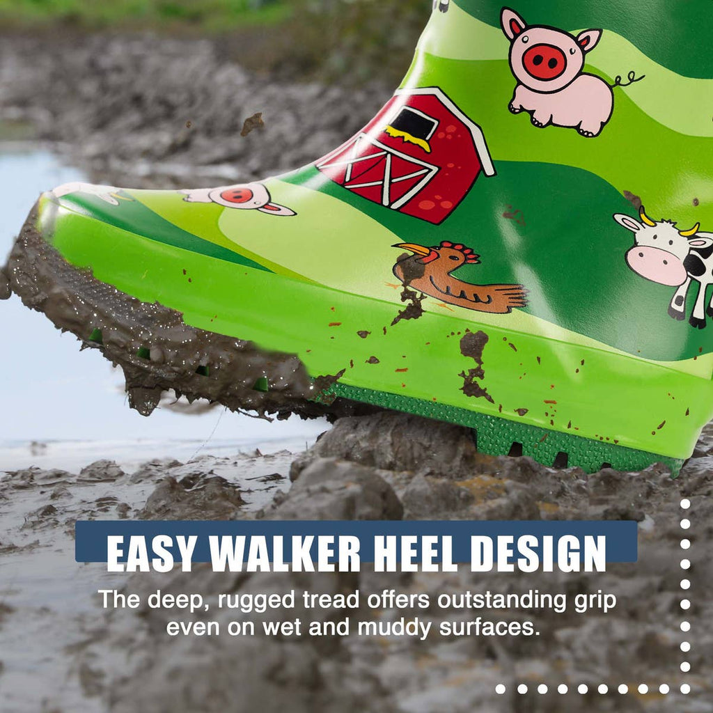 Norty Waterproof Rain Boots 40929 Lime Farm Animals