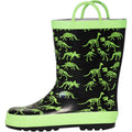 Norty Toddlers Big Kids Waterproof Rubber Rain Boots 42024 Green Dino Skeletons