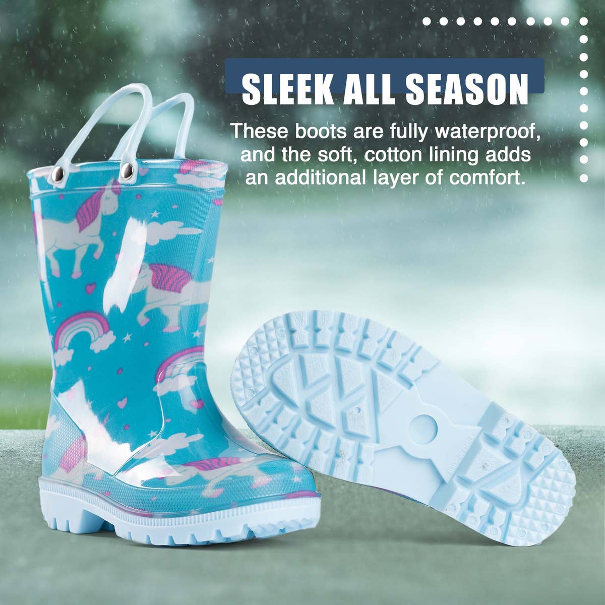 Norty Toddlers Rain Boots 41270 Blue Unicorns