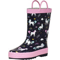 Norty Toddlers Big Kids Waterproof Rubber Rain Boots 42026 Navy Unicorns