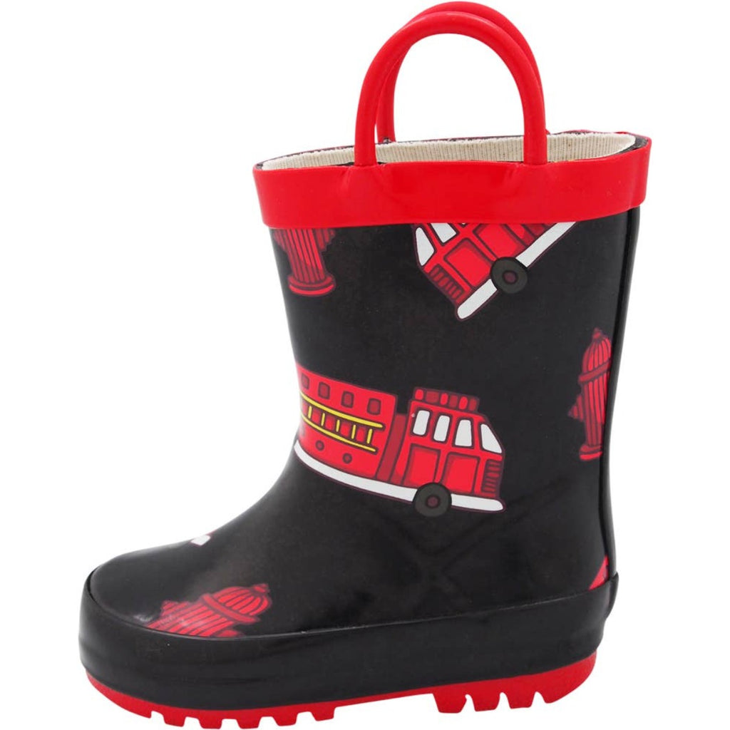 Norty New Waterproof Rain Boots 40742 – Black Firetrucks