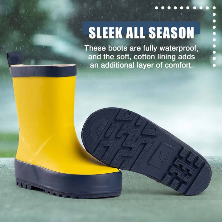 Norty Toddlers Rubber Rain Boots 41541 Yellow-Navy