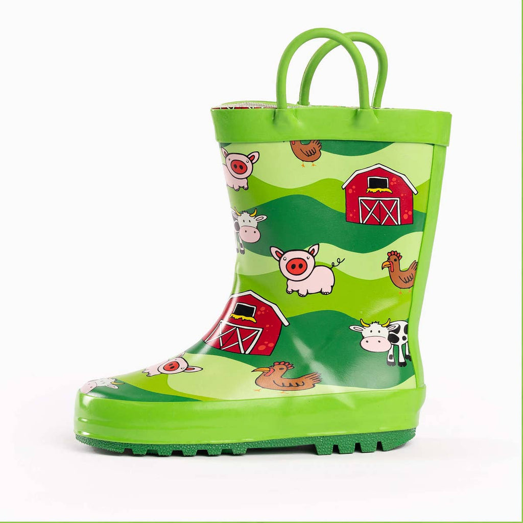 Norty Waterproof Rain Boots 40929 Lime Farm Animals
