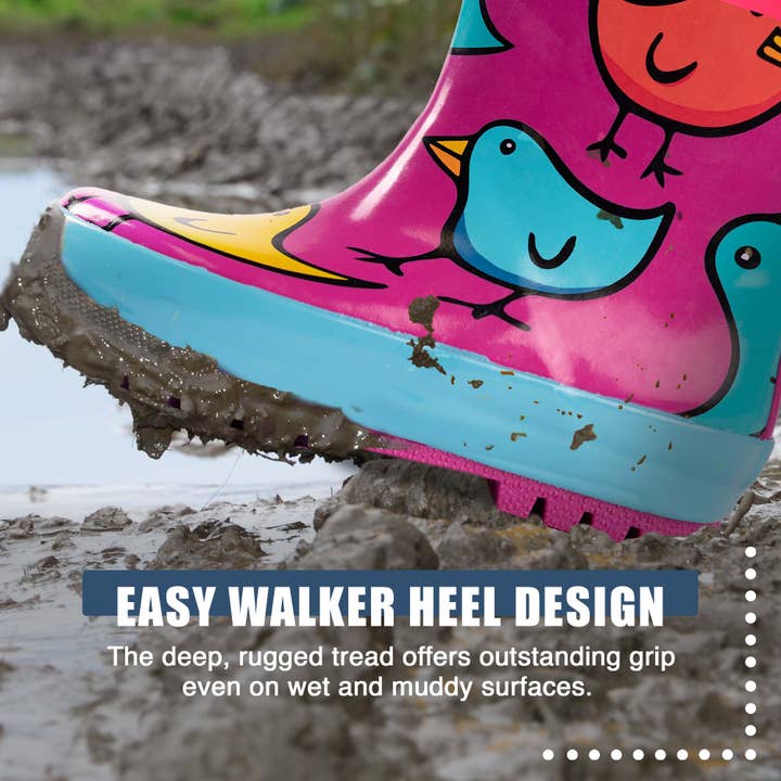 Norty Kids Rubber Printed Rain Boots 40153 Fuchsia Chicks