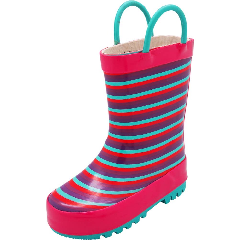 Norty New Waterproof Rain Boots 40743 – Fuchsia/Aqua Stripes