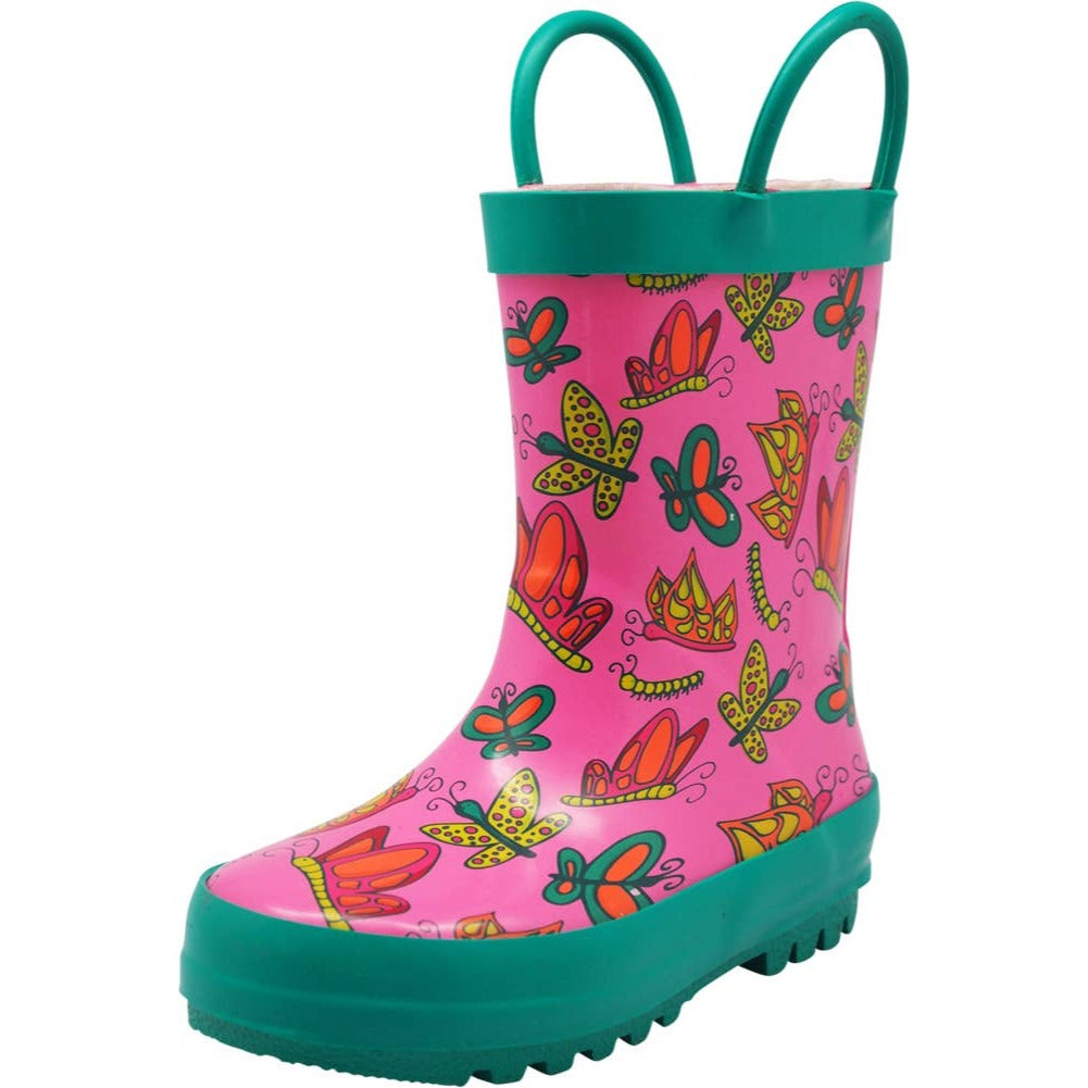 Norty Kids Rubber Printed Rain Boots 40154 – Pink Butterflies