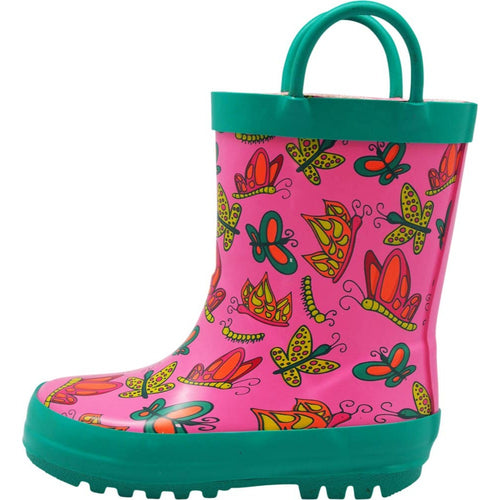 Norty Kids Rubber Printed Rain Boots 40154 – Pink Butterflies