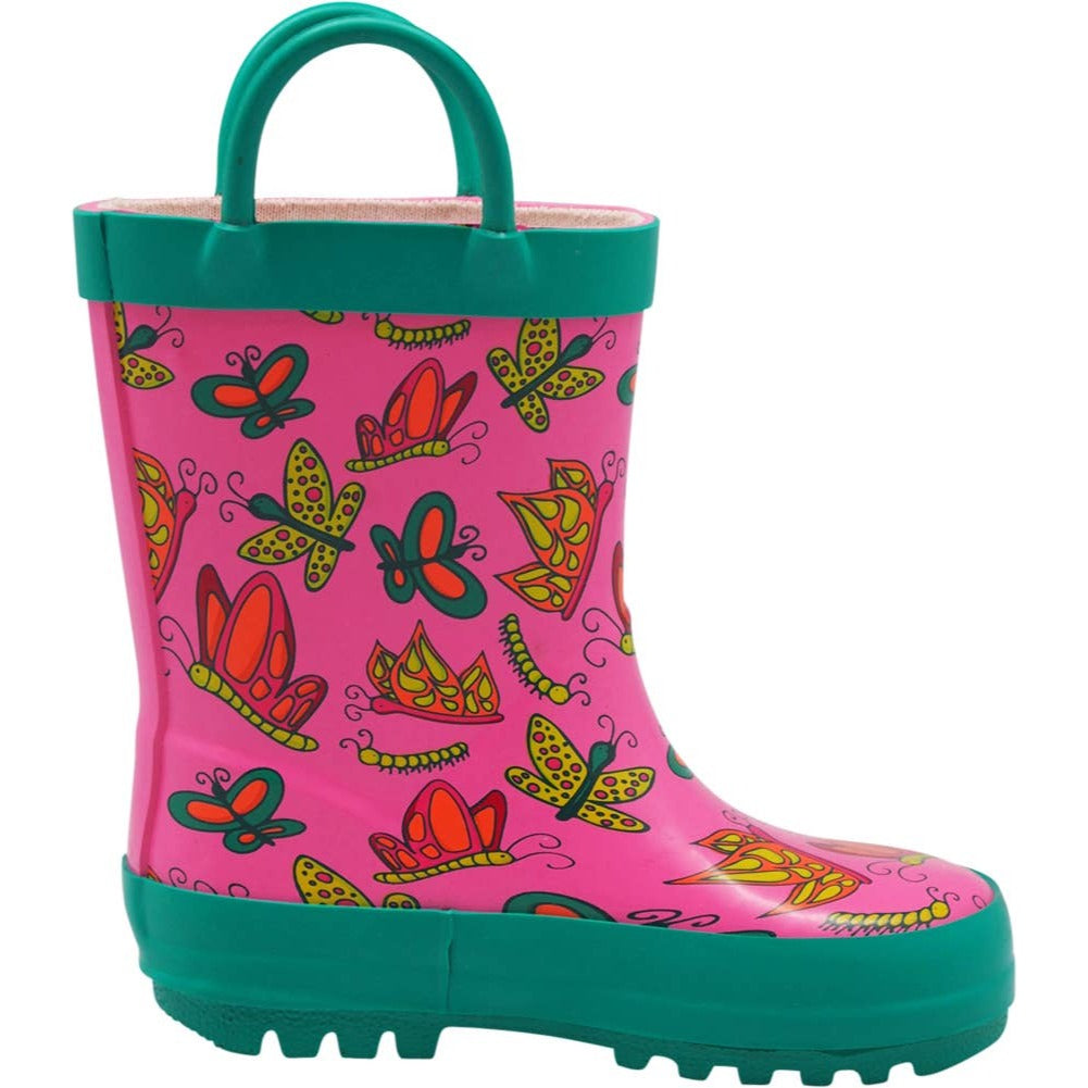 Norty Kids Rubber Printed Rain Boots 40154 – Pink Butterflies